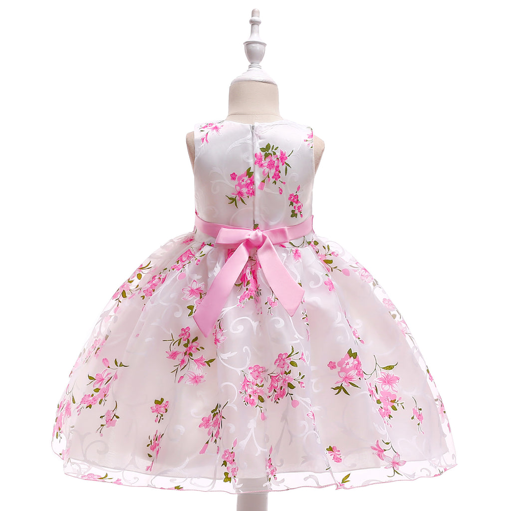 Detail of the bodice on the Marktox girls' tulle flower girl dress