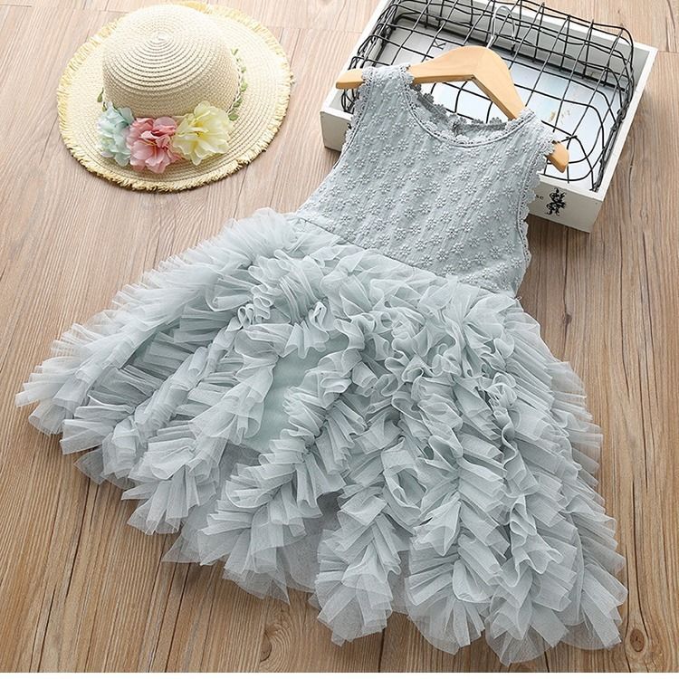 Marktox girls' long-sleeve lace dress in grey, sizes 2T to 6T