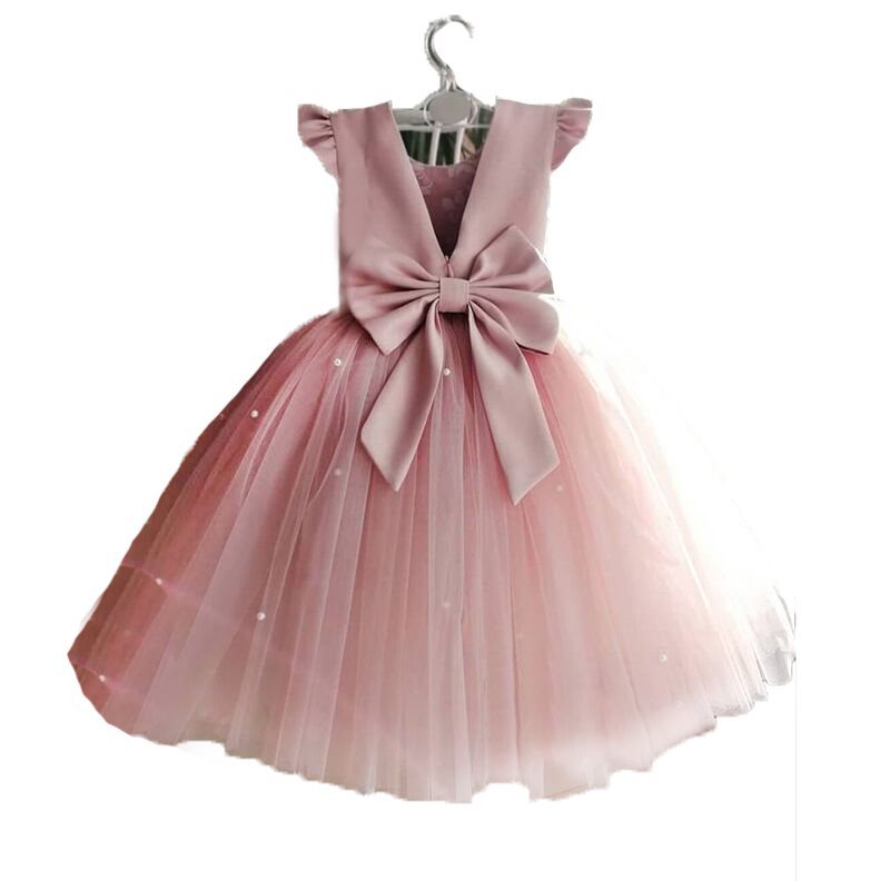 Girls' cotton flower girl maxi dress shown full length
