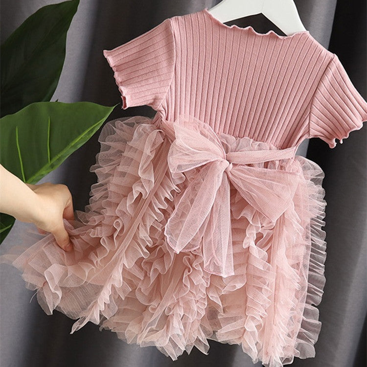 Back view of the Marktox girls' tiered cotton dress