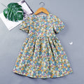 Marktox girls' 100% cotton green floral dress, front view, sizes 2T to 6T