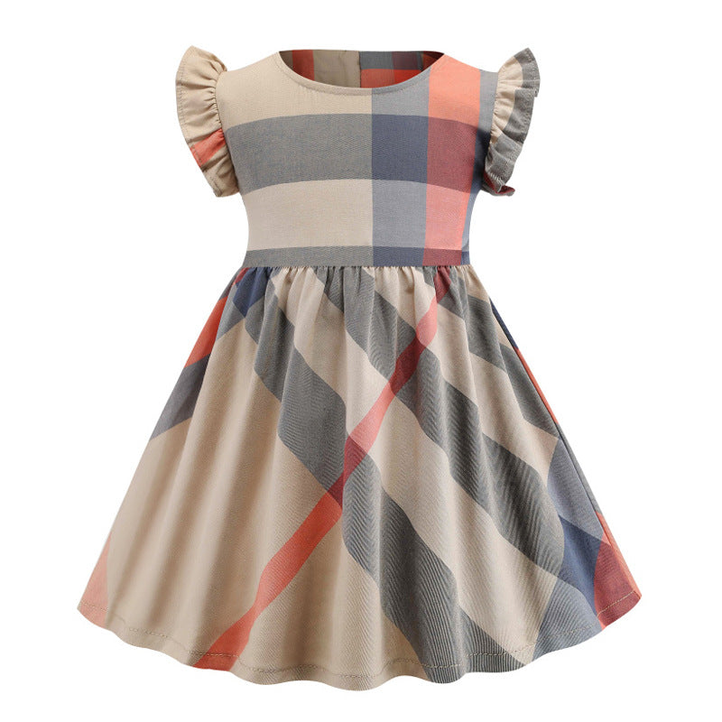 Marktox girls' orange check pleated cotton dress shown on a child