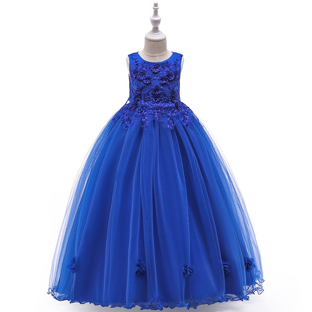 Girls' sleeveless pleated gown shown full length