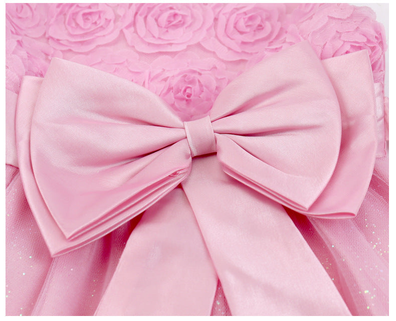 Back view of the Marktox girls' full-skirt party dress