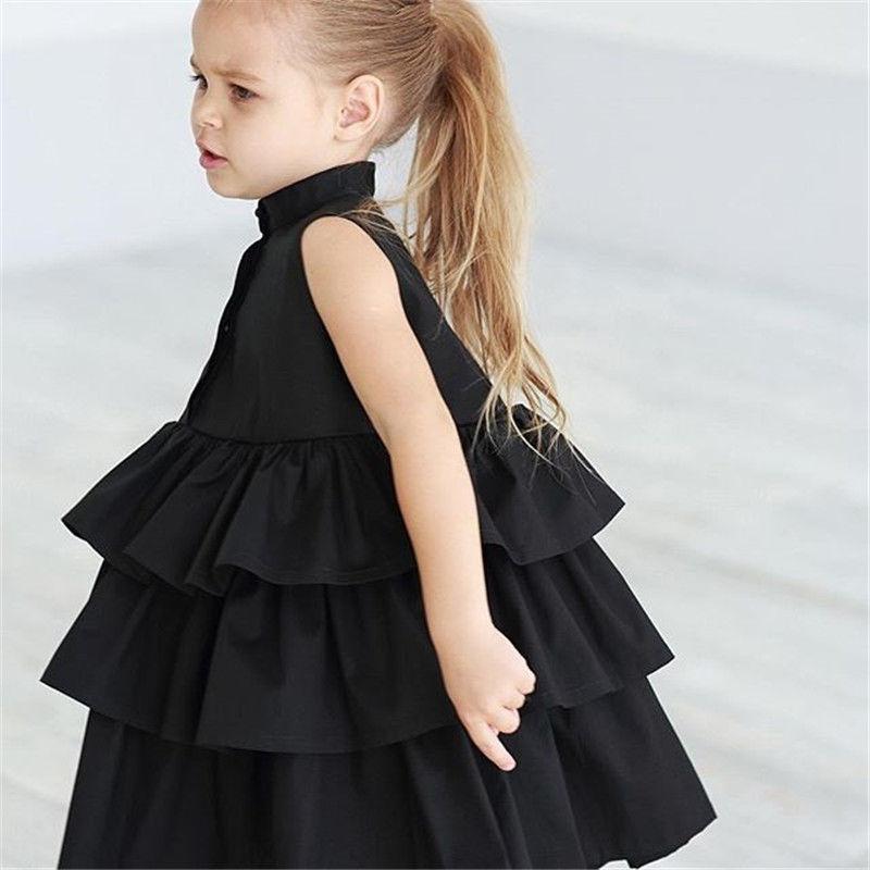 Marktox girls' sleeveless solid colour dress in black, sizes 3T to 6T