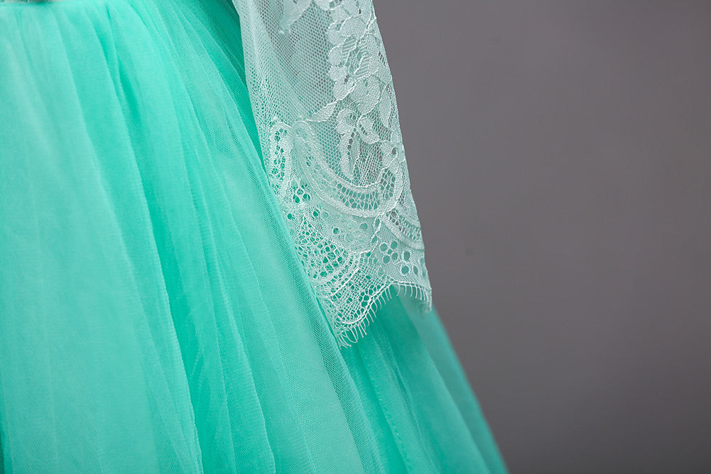 Back view of the Marktox girls' long flower girl dress