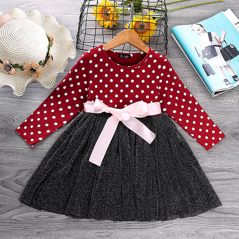Marktox girls' polka dot cotton dress in red, sizes 2T to 6T