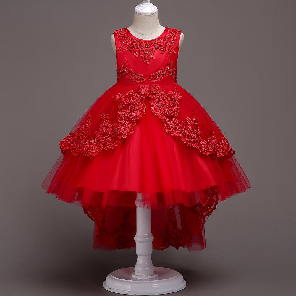 Back view of the Marktox girls' tiered mesh princess dress