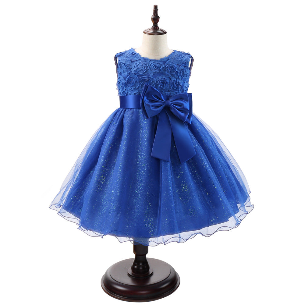 Marktox girls' full-skirt party dress in dark blue, sizes 2T to 6T