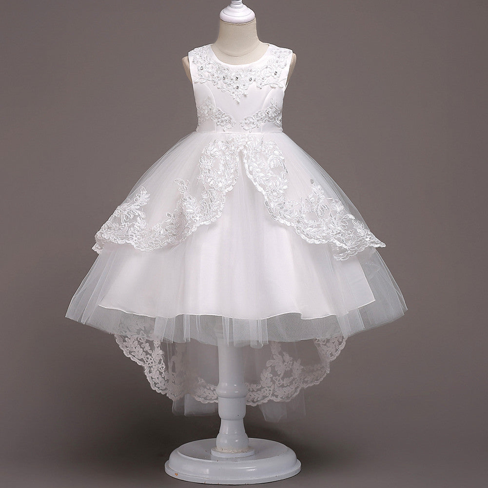 Side view of the Marktox girls' tiered mesh princess dress