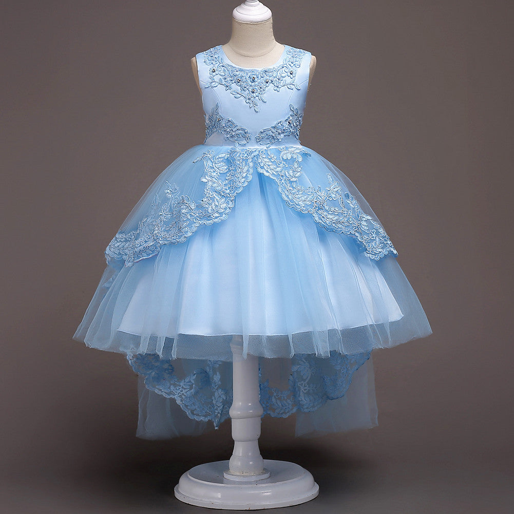 Marktox girls' tiered mesh princess dress in light blue, sizes 4T to 6T