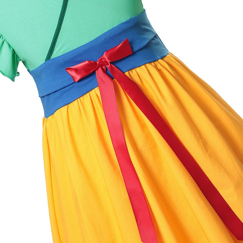 Marktox girls' cotton dress in blue and yellow, back view