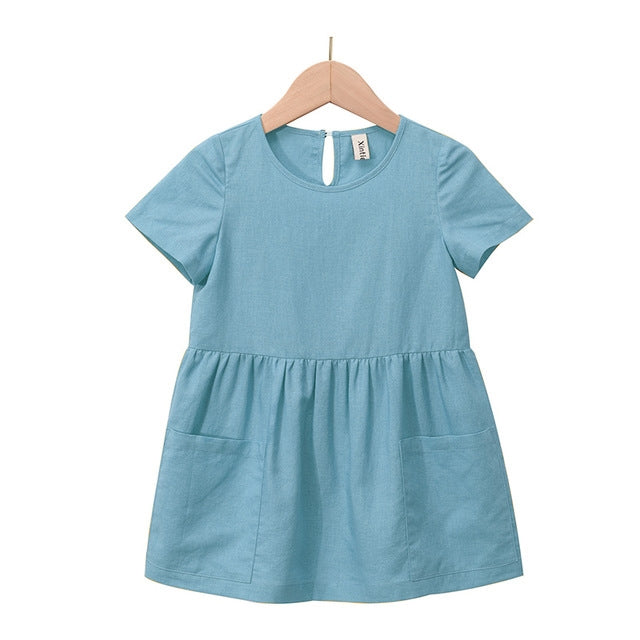 Close view of the fabric on the Marktox girls' cotton a-line birthday dress