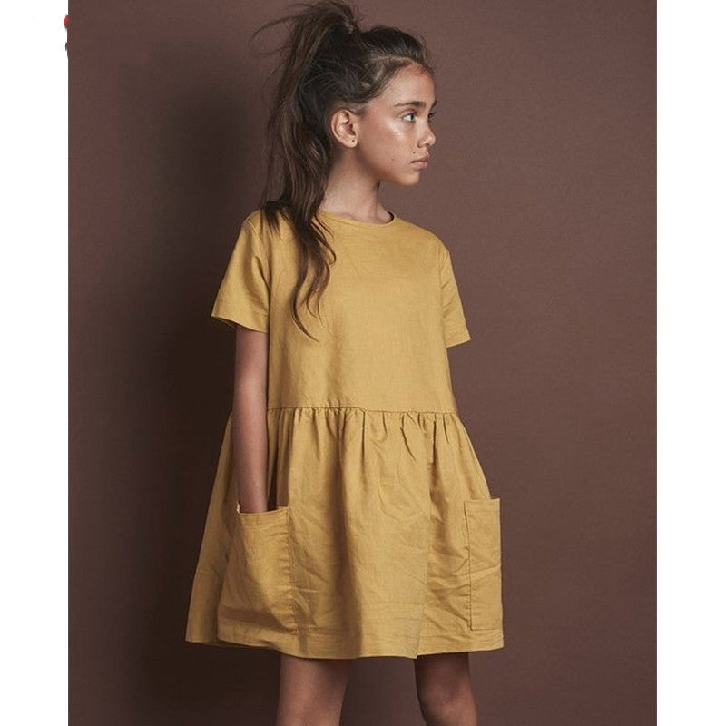 Marktox girls' cotton a-line birthday dress in yellow, sizes 2T to 6T