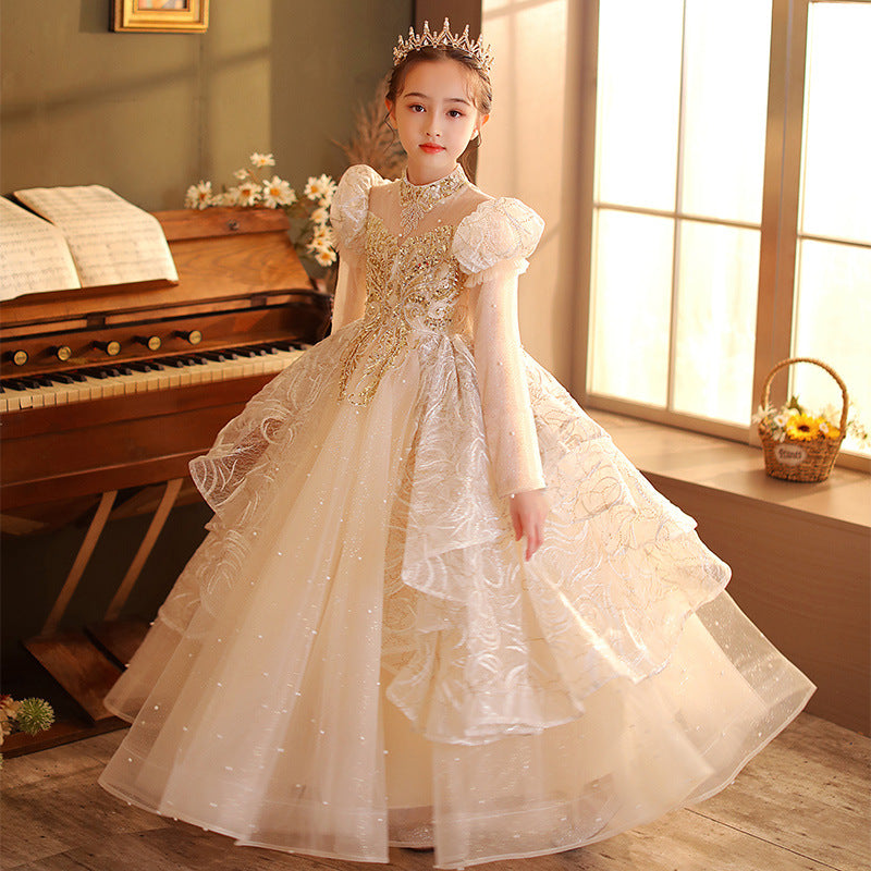 Back view of the Marktox girls' white occasion gown