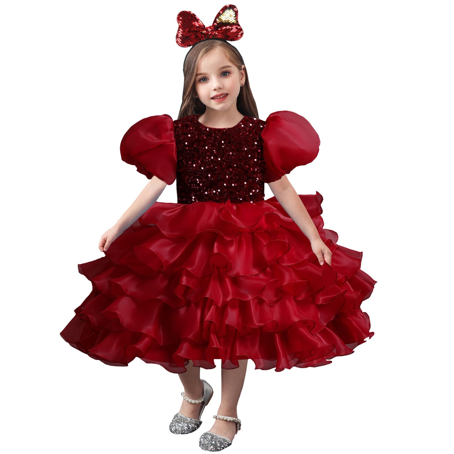 Detail of the skirt and hem on the Marktox girls' sequin tutu party dress