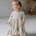 Marktox girls' cotton-linen tiered dress in white, sizes 2T to 6T
