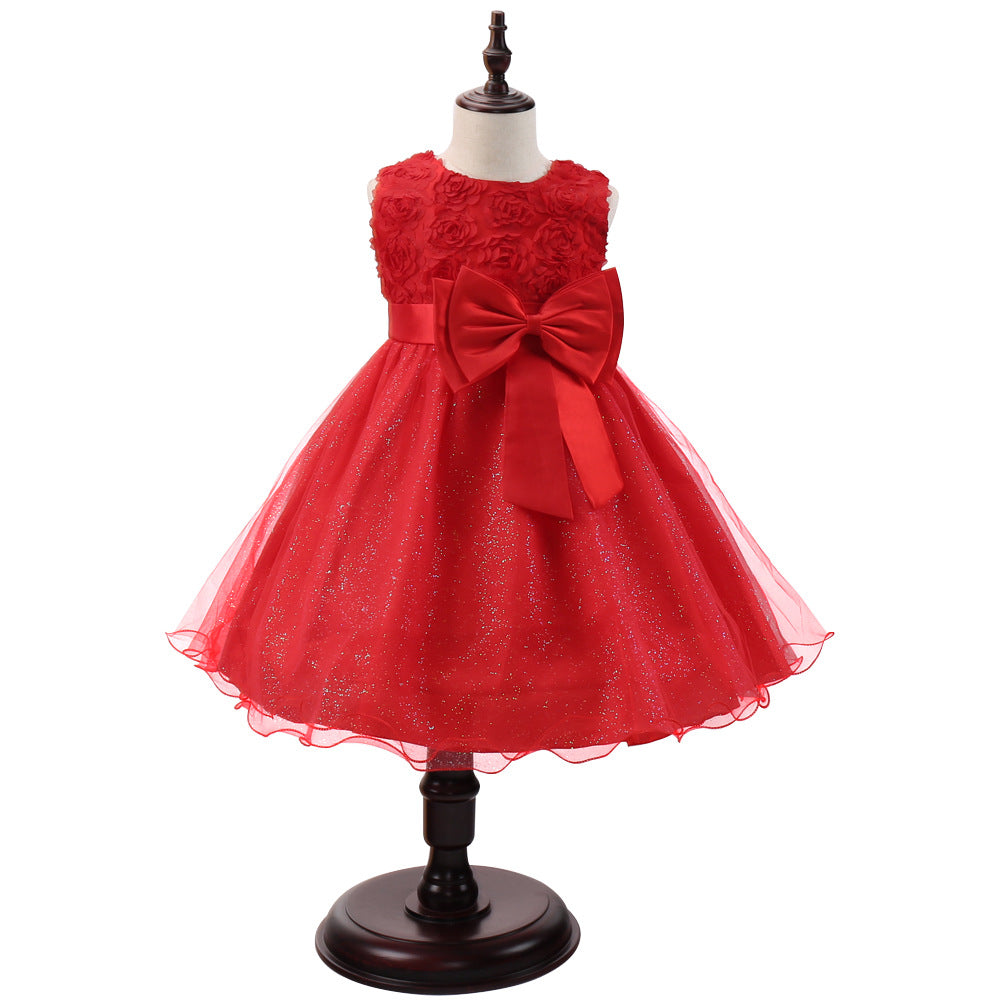 Marktox girls' full-skirt party dress in red, sizes 2T to 6T