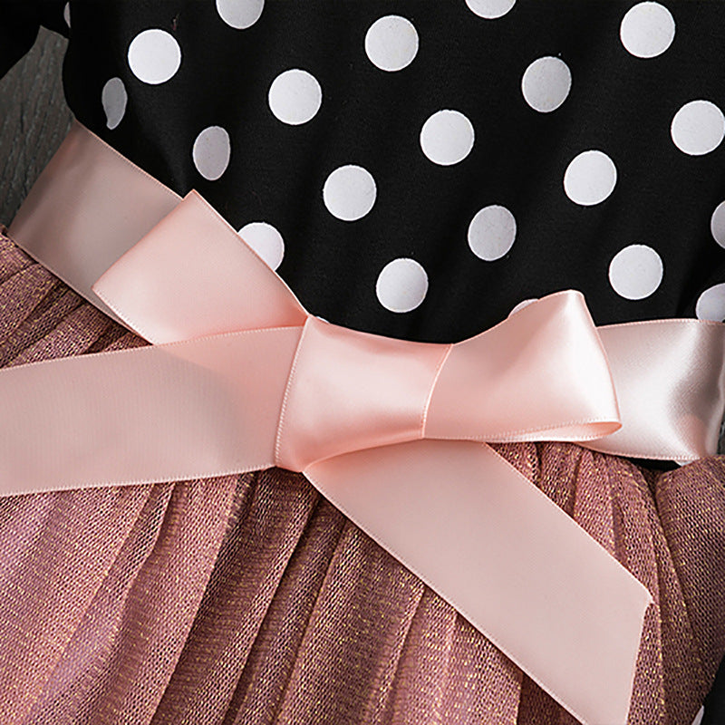 Back view of the Marktox girls' polka dot cotton dress