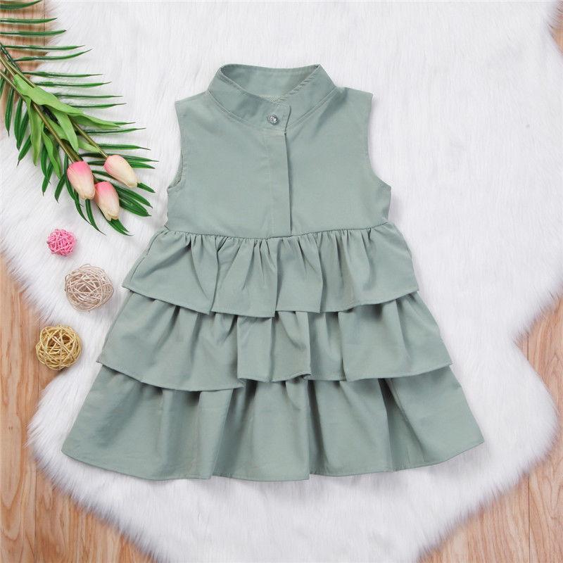 Girls' plain sleeveless summer dress shown on a child