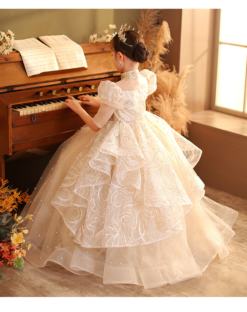 Girls' white occasion gown shown full length
