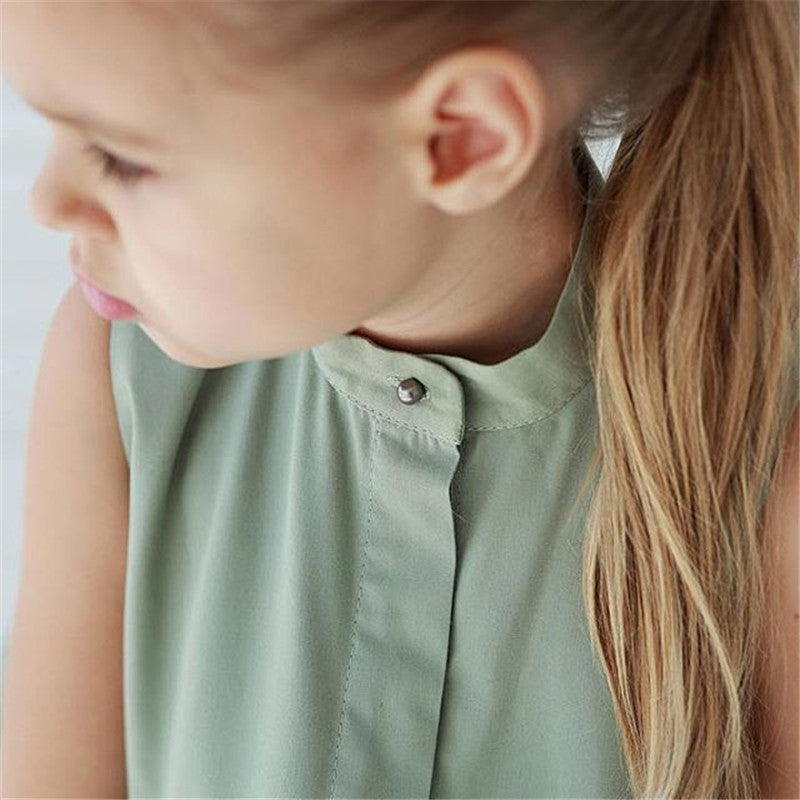 Marktox girls' plain sleeveless dress shown full length