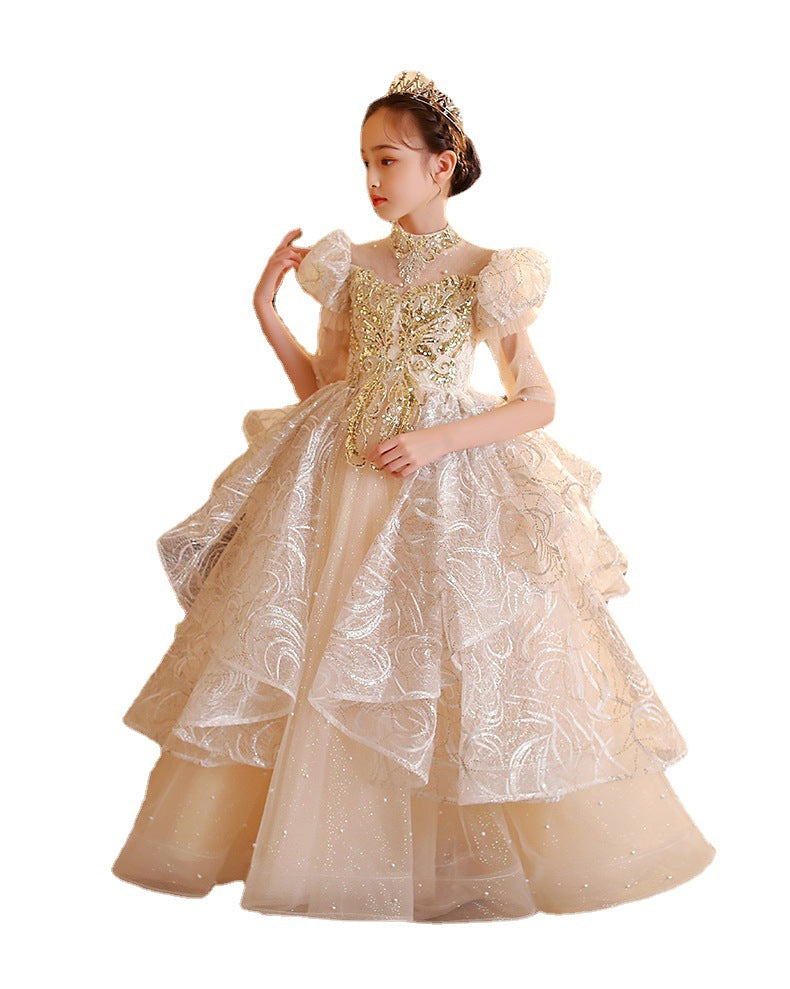 Detail of the skirt and hem on the Marktox girls' white occasion gown