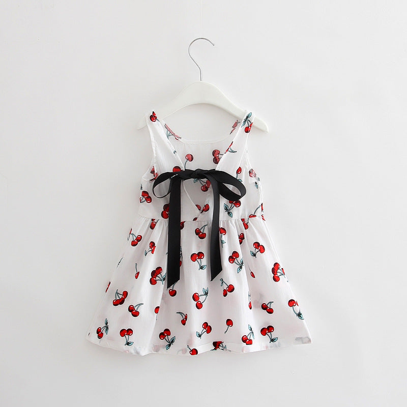 Marktox girls' tiered mesh party dress in white cherry, sizes 2T to 6T