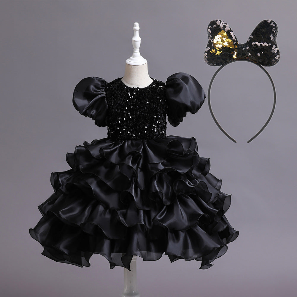 Back view of the Marktox girls' sequin tutu party dress