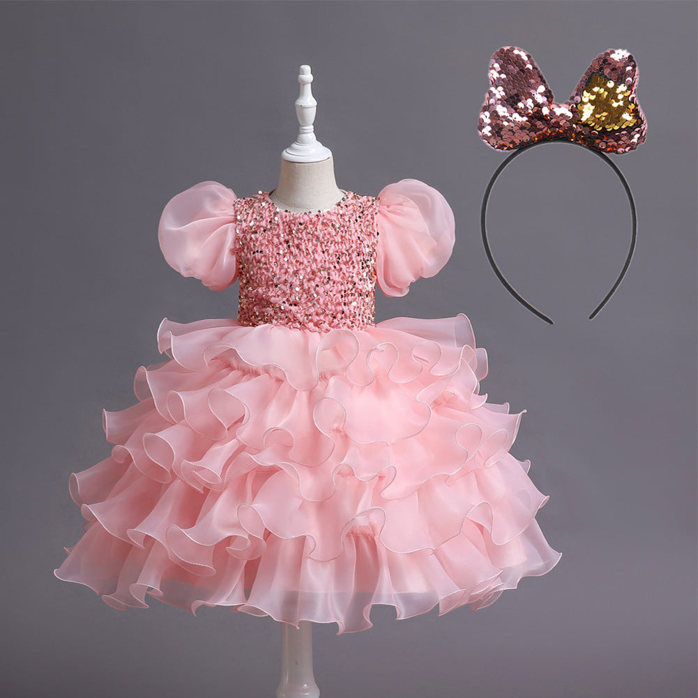 Marktox girls' sequin tutu party dress in blue, sizes 3T to 6T