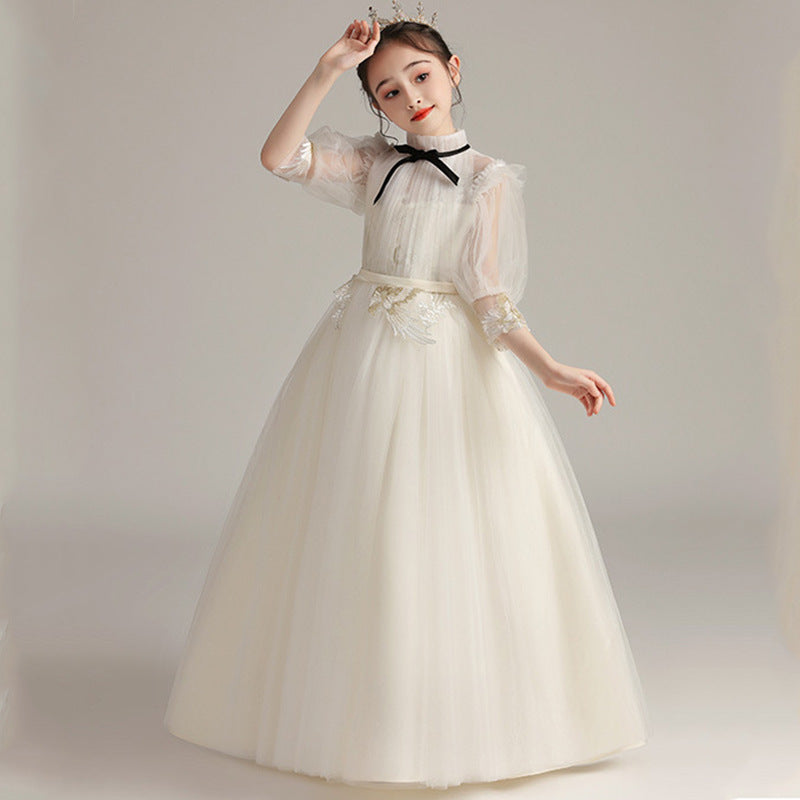 Marktox girls' lace wedding party dress in champagne, sizes 2T to 6T