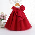 Marktox girls' big bow party dress in red, sizes 2T to 6T
