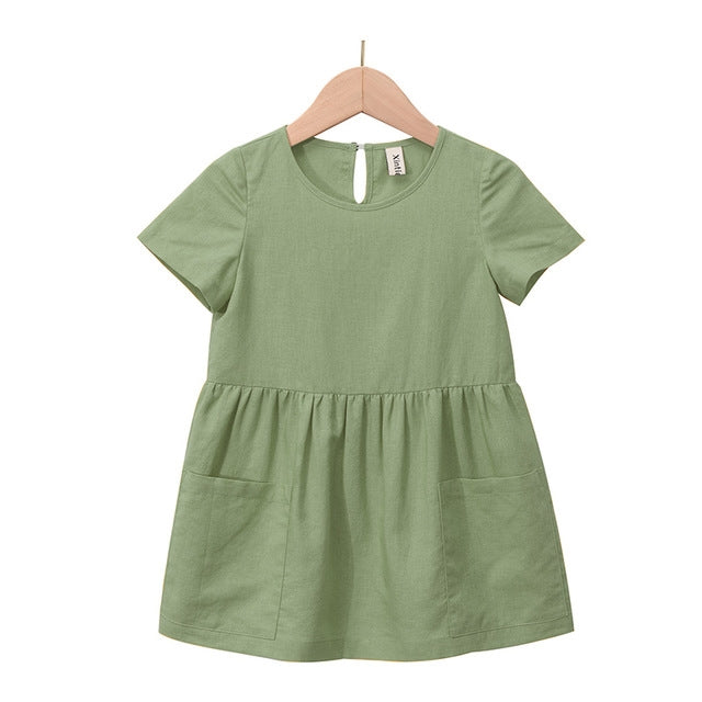 Side view of the Marktox girls' cotton a-line birthday dress