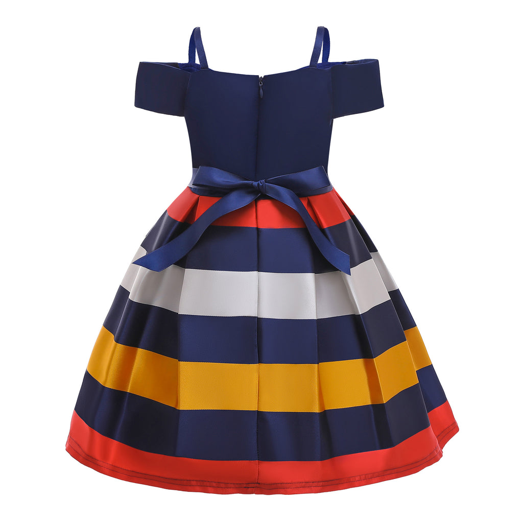 Girls' striped cami summer dress shown on a child