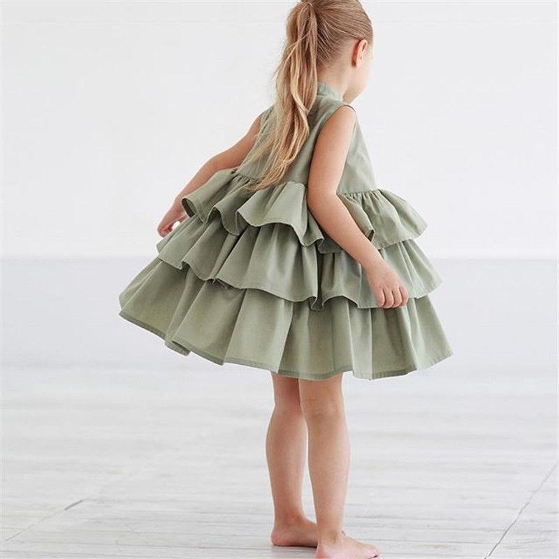 Back view of the Marktox girls' sleeveless solid colour dress
