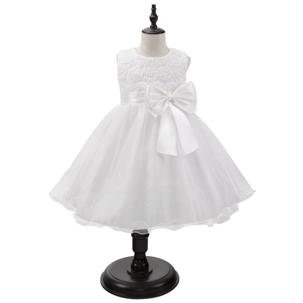 Marktox girls' full-skirt party dress in white, sizes 2T to 6T