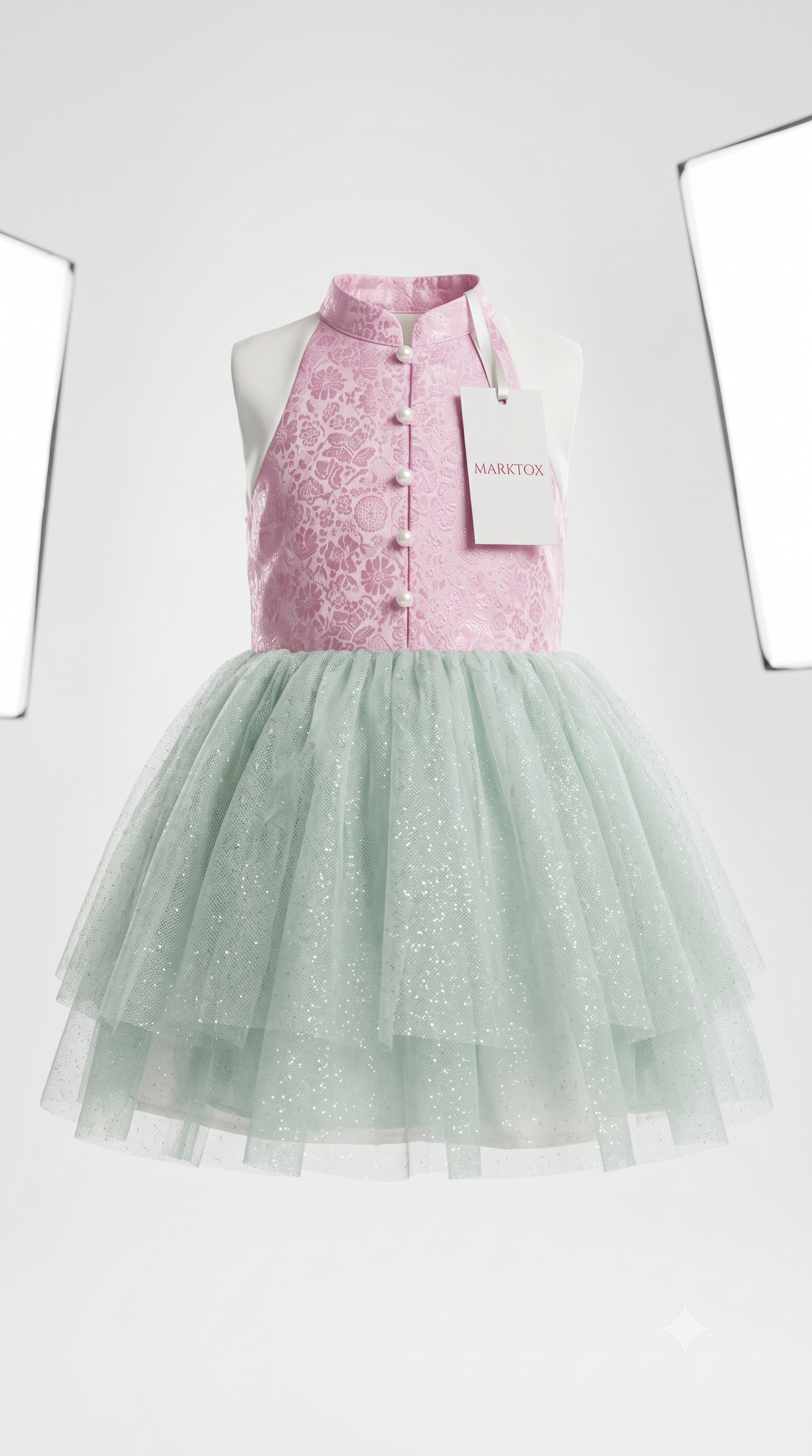 MARKTOX Glitter Tulle Princess Dress – Luxury Jacquard Party Gown
