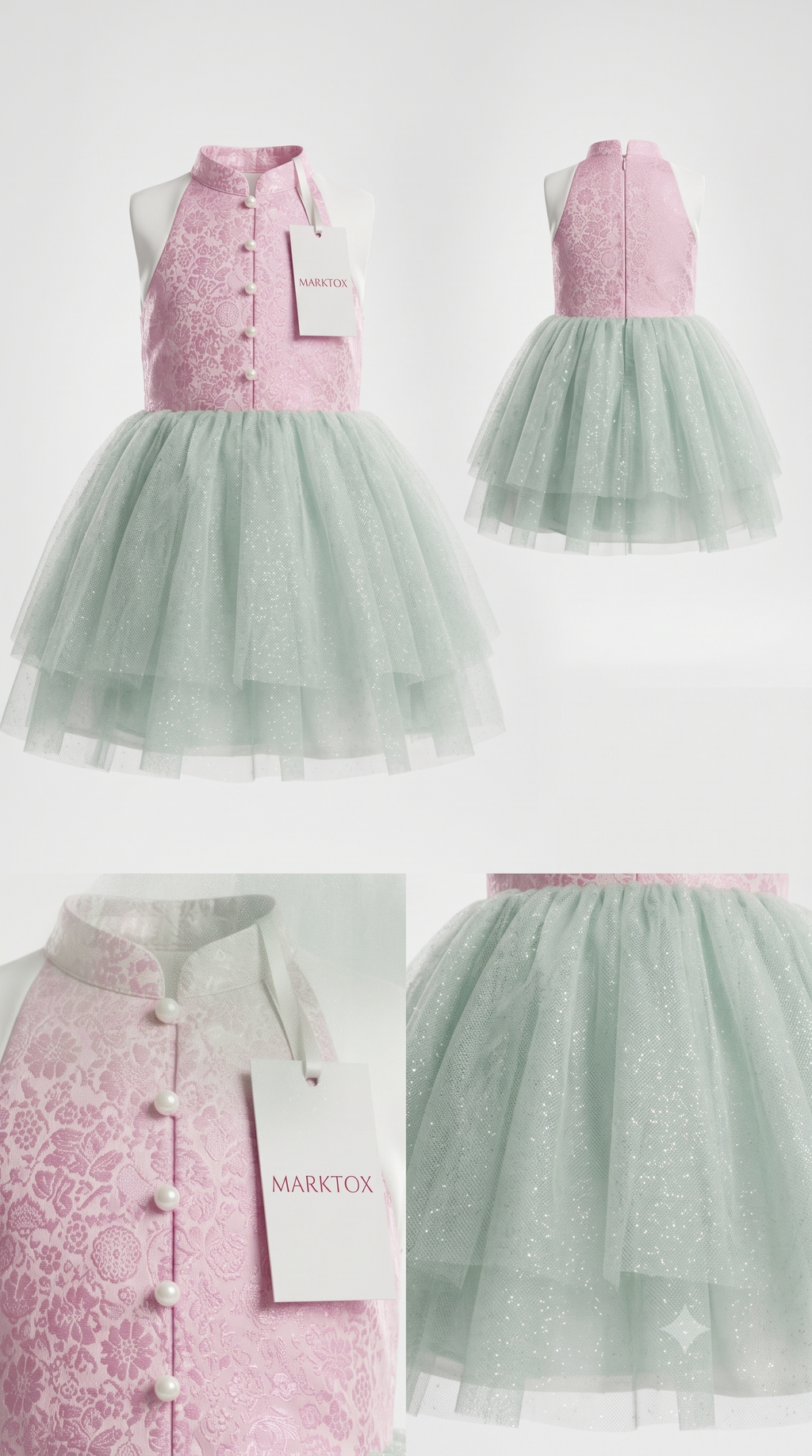 MARKTOX Glitter Tulle Princess Dress – Luxury Jacquard Party Gown