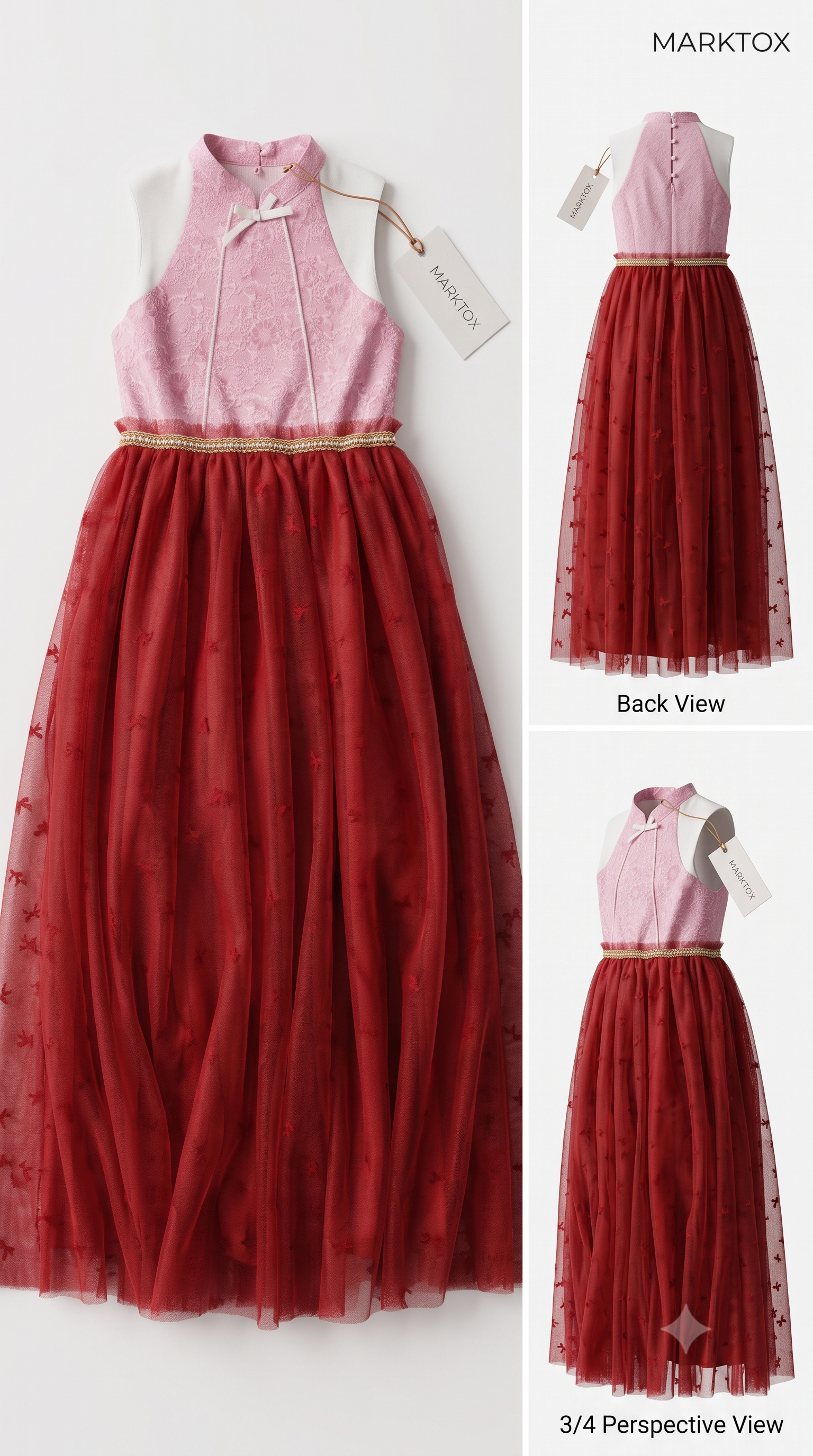 MARKTOX Lace Halter Maxi Dress – Luxury Occasion Wear for Girls