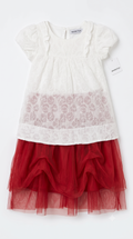 MARKTOX Textured Lace Dress – Elegant Red Tulle Occasion Wear