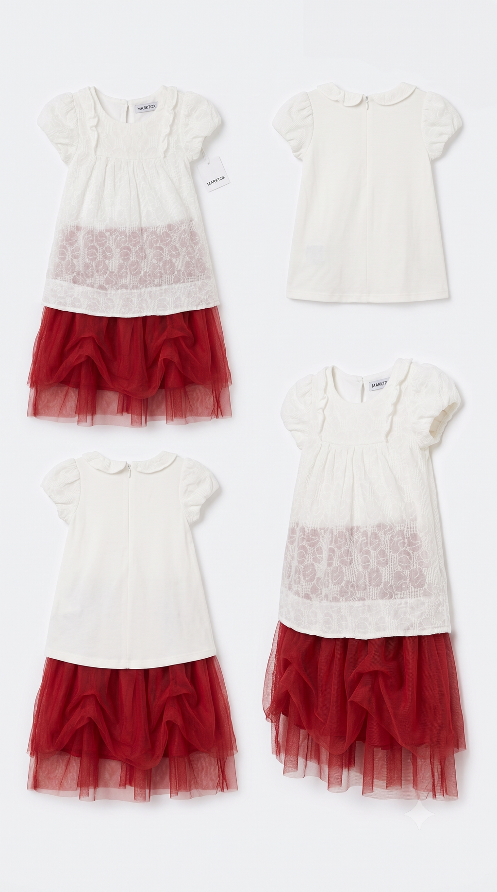 MARKTOX Textured Lace Dress – Elegant Red Tulle Occasion Wear
