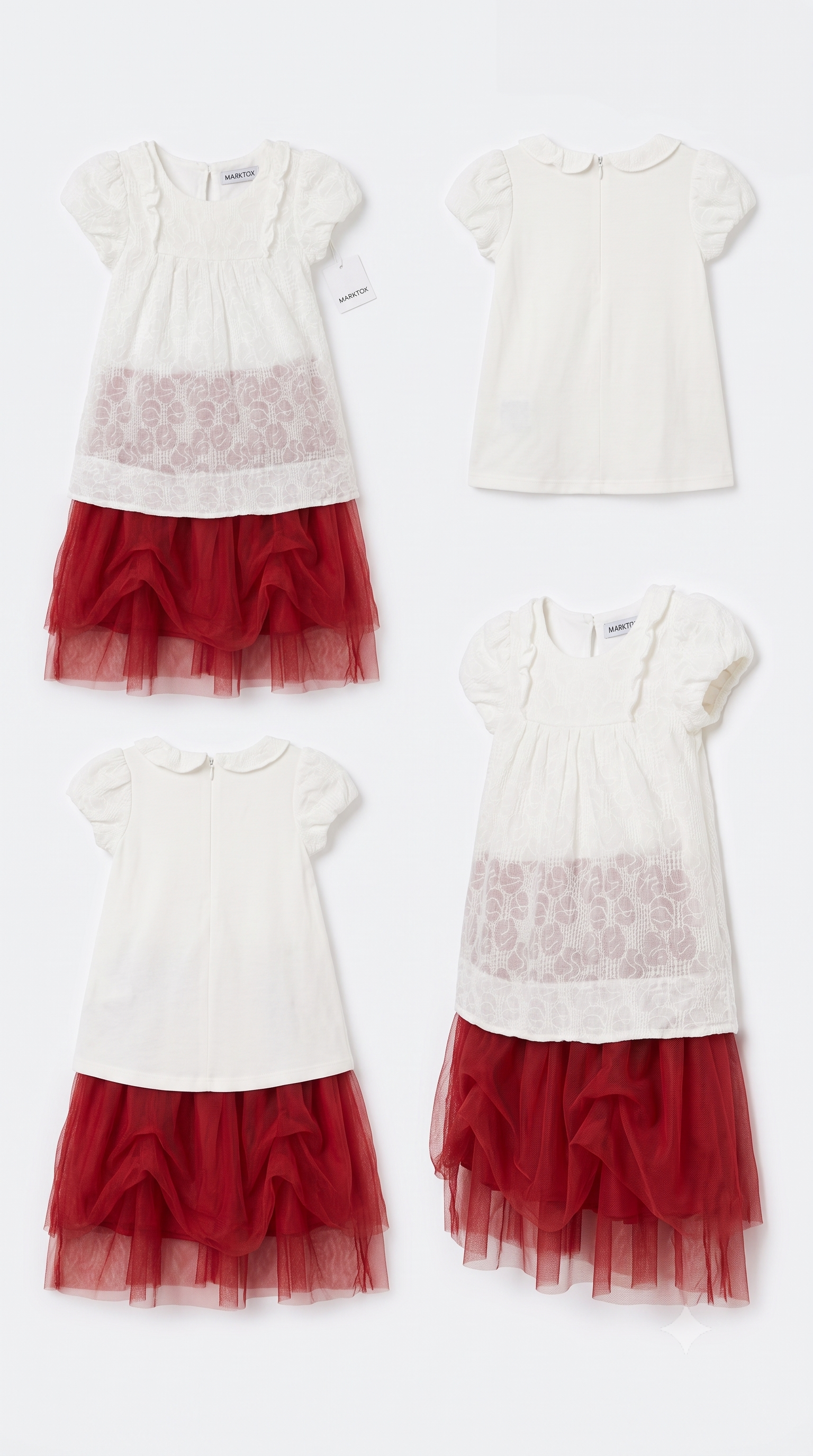 MARKTOX Textured Lace Dress – Elegant Red Tulle Occasion Wear