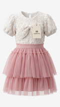 MARKTOX White & Pink Birthday Gown – Elegant Special Occasion Toddler Dress