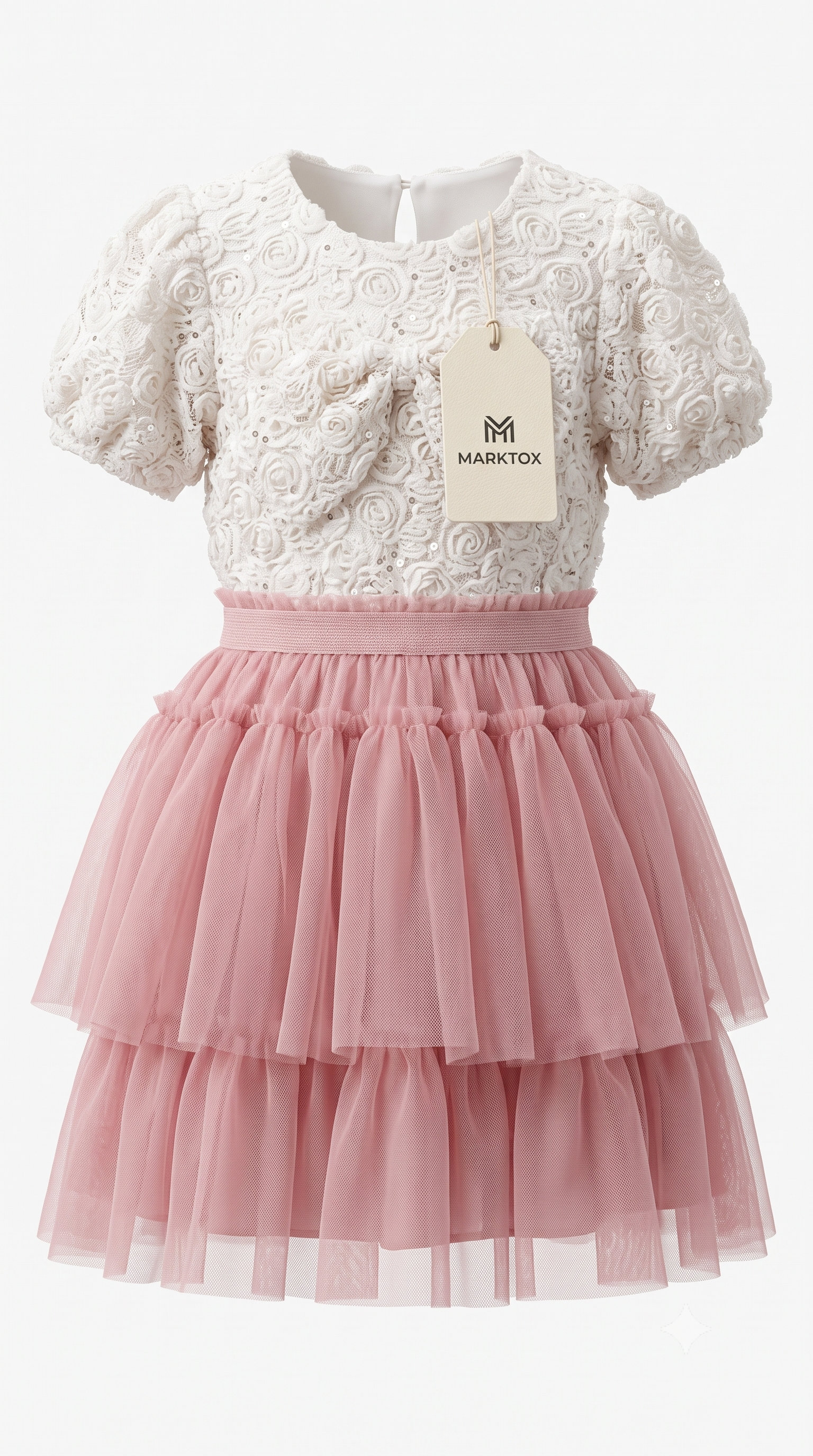 MARKTOX White & Pink Birthday Gown – Elegant Special Occasion Toddler Dress