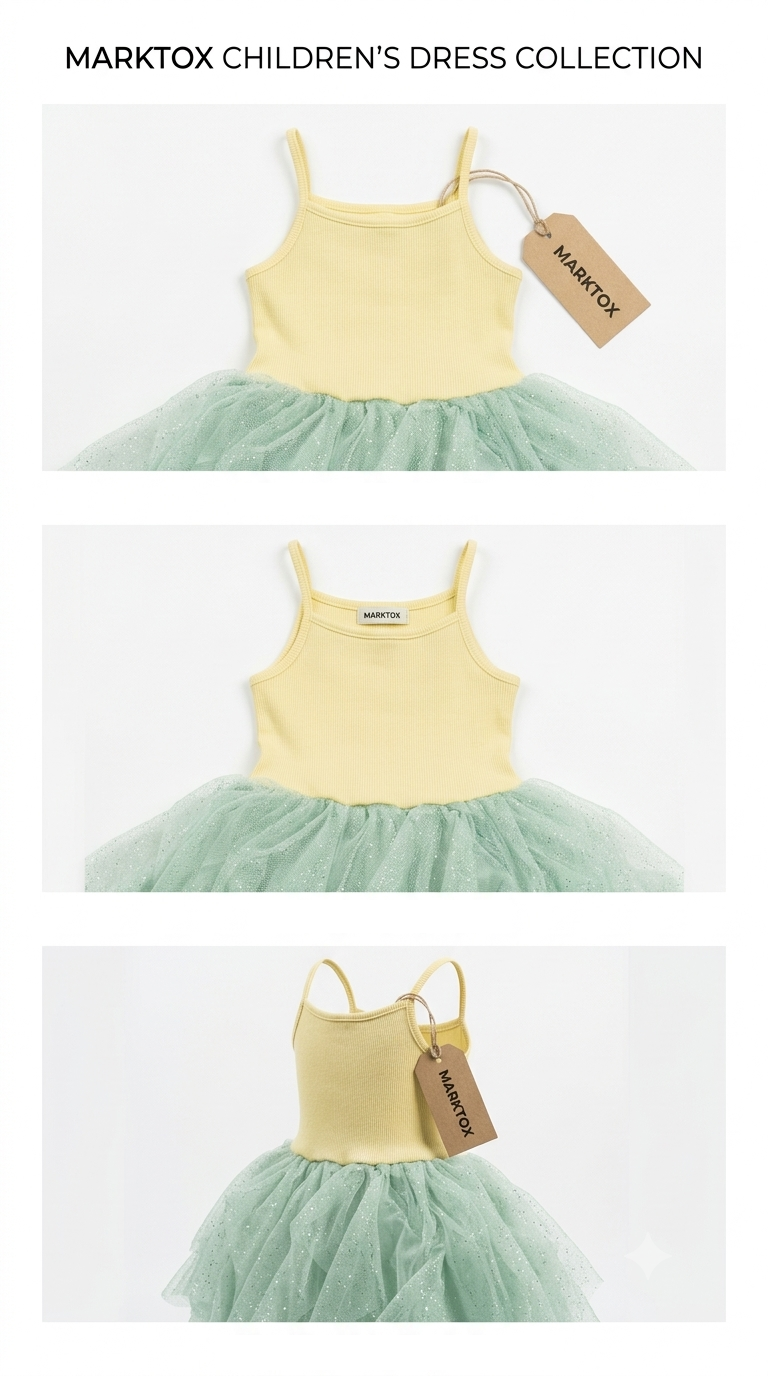 MARKTOX Ribbed Glitter Tulle Dress – Luxury Pastel Party Wear