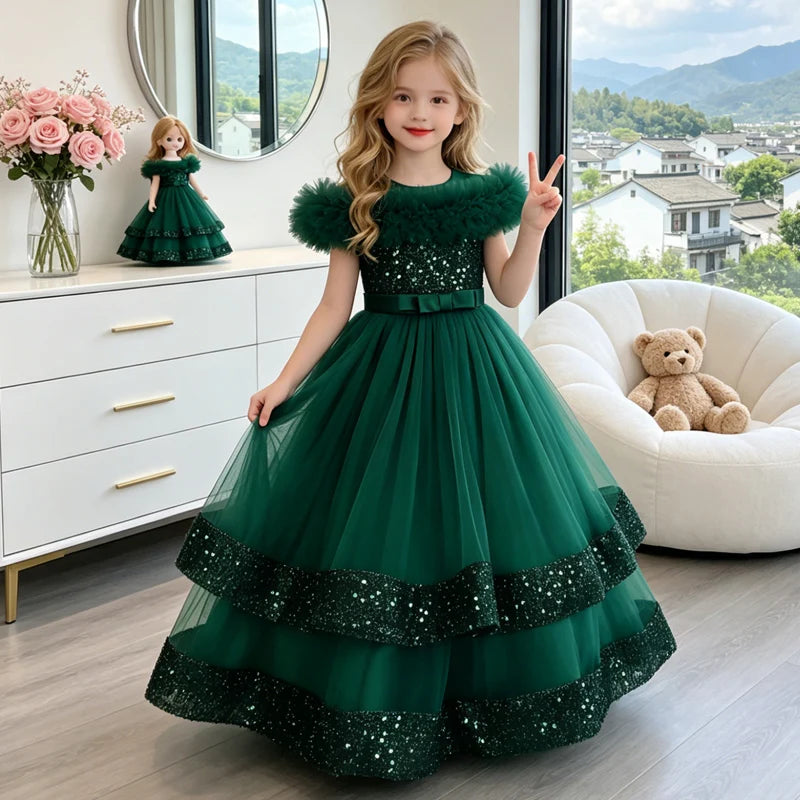 Lace Sequin Special-Occasion Dress for girls