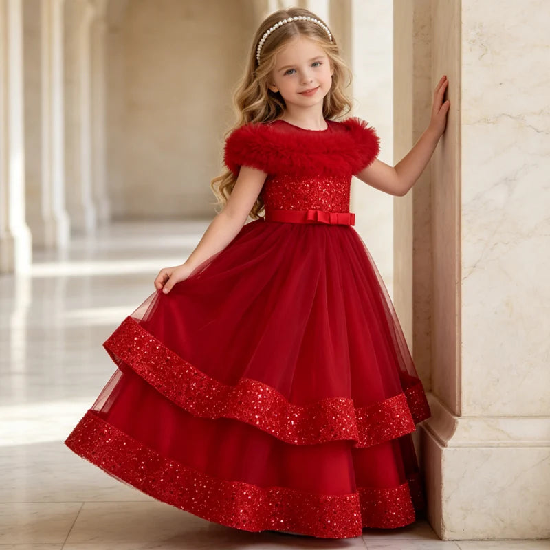Lace Sequin Special-Occasion Dress for girls