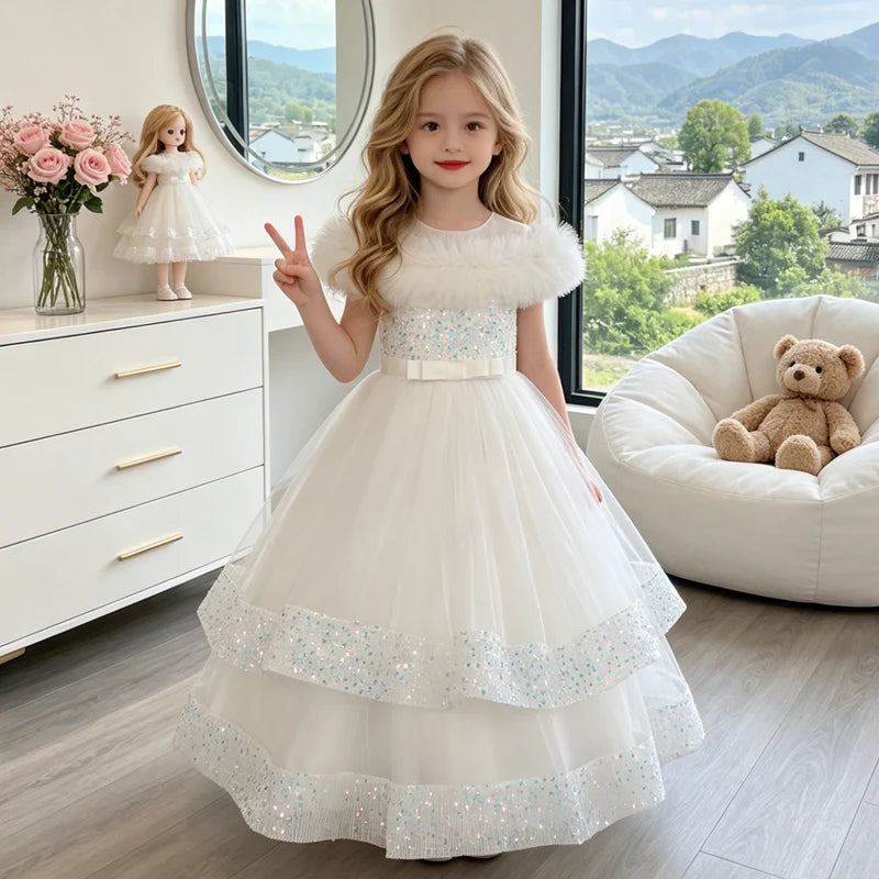 Lace Sequin Special-Occasion Dress for girls