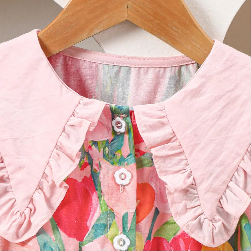 Woven Tulip Print Party Dress for girls