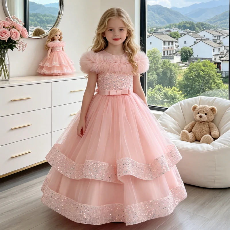 Lace Sequin Special-Occasion Dress for girls